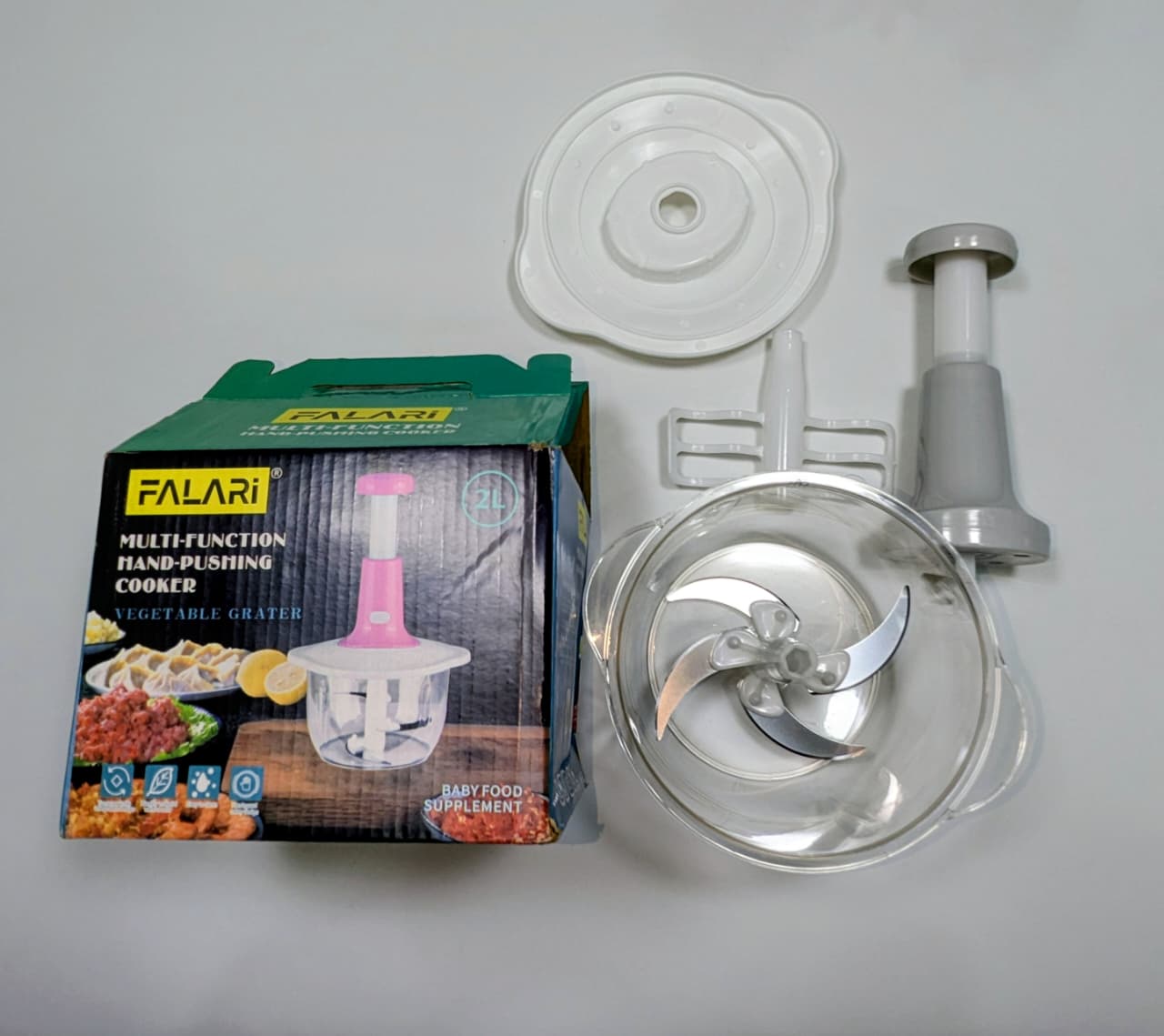 FALARI™ Multi-Function Hand-Pushing Cooker – 2L Vegetable Chopper & Grater
