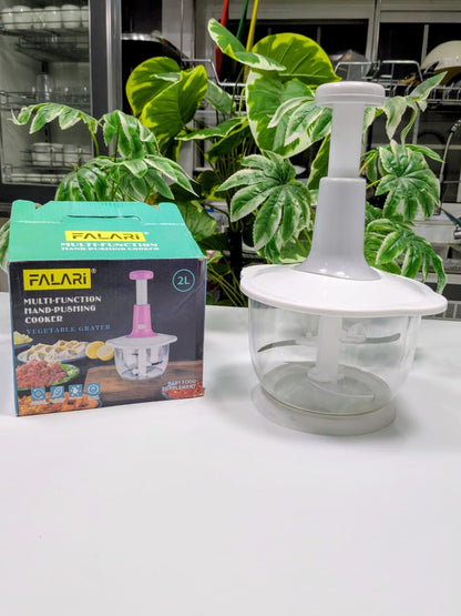 FALARI™ Multi-Function Hand-Pushing Cooker – 2L Vegetable Chopper & Grater
