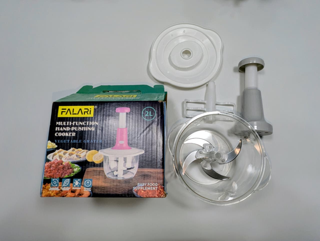 FALARI™ Multi-Function Hand-Pushing Cooker – 2L Vegetable Chopper & Grater