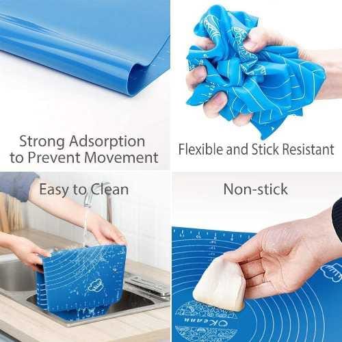 Silicone Baking & Rolling Mat with Measurement Guide – Non-Stick, Reusable, Easy to Clean