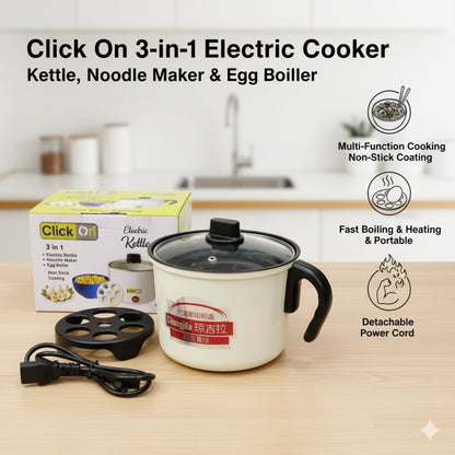 3-in-1 Electric Cooker | Kettle, Noodle Maker & Egg Boiler