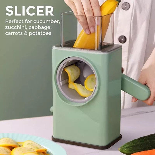 Manual Rotary 5-in-1 Vegetable Slicer Cutter | Mandoline with Handle & Drum Blades
