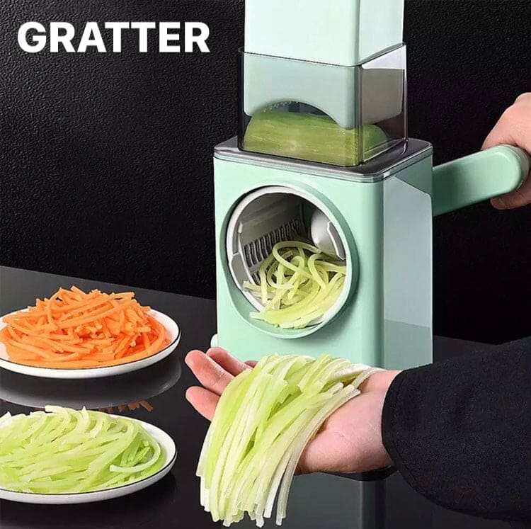 Manual Rotary 5-in-1 Vegetable Slicer Cutter | Mandoline with Handle & Drum Blades
